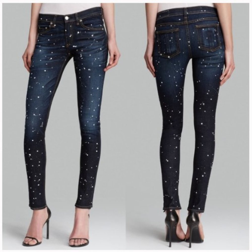 Rag & Bone Anfield Paint Splatter Skinny Jeans Size 27